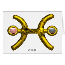 PISCES Pink White Pearls & Gold Zodiac Birthday Cards