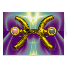 PISCES Pink White Pearls & Gold Zodiac Birthday Card