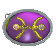 PISCES, Zodiac Birthday Jewel,Purple Amethyst Oval Belt Buckles