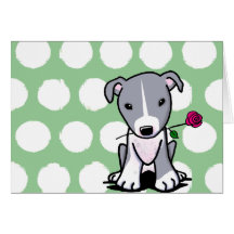 Pit Bull With Flower Card