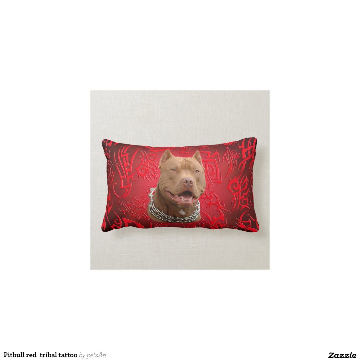 Pitbull red tribal tattoo throw pillow Zazzle