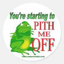 Pithed off frog 2 round sticker