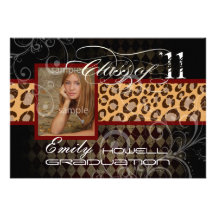 PixDezines 2012 graduation/leopard/diy background Personalized Invite