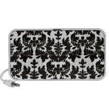 PixDezines Baroque Damask black+white Notebook Speakers