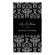 PixDezines Black+White Arianna Vintage Damask Business Card