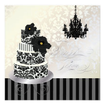 PixDezines Black+White Wedding Cake Bridal Shower Invitation