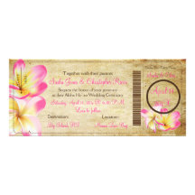 PixDezines Boarding Pass Pink Plumerias Custom Invite