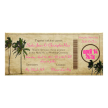 PixDezines Boarding Pass/vintage twin palms Custom Invite