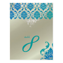 PixDezines Chandelier+Vendome Peacock Damask Postcards