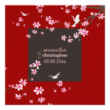 PixDezines Cherry blossom/diy background colour Custom Invitation