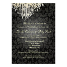 PixDezines Crystal Chandelier+baroque damask Personalized Announcement