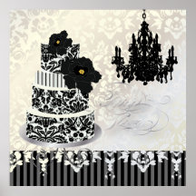 PixDezines desiree damask cake+chandelier Poster