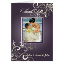 PixDezines Eggplant Swirls Photo Thank You cards