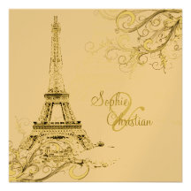 PixDezines Eiffel Tower + swirls Invites