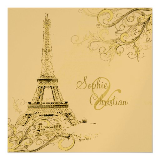 PixDezines Eiffel Tower + swirls Invites