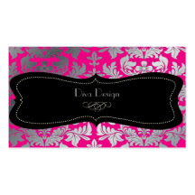 PixDezines Faux silver baroque damask/diy colour Business Cards