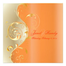 PixDezines Filigree+swirls/gold+orang/DIY occasion Personalized Announcement