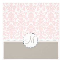 PixDezines Flora Damask/Pink+Grey/customisable Personalised Invitations