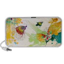 PixDezines Grunge Butterflies+Floral Portable Speakers