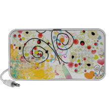 PixDezines Grunge Butterflies+Floral Portable Speakers