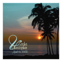 PixDezines Hawaiian Sunset Beach Scence/Aloha/Luau Custom Announcement