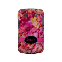 PixDezines hot pink maple leaves/fall Blackberry Bold Cases