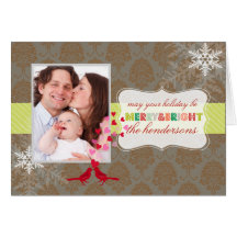 PixDezines joy, chic damask+snowflakes/DIY colour Greeting Cards