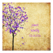 PixDezines Maple Tree/purple/fall wedding Custom Announcement