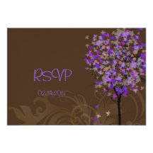 PixDezines Maple Tree/purple/fall wedding Personalised Announcement