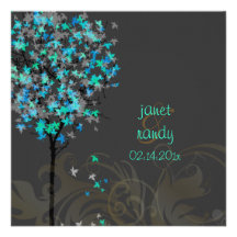 PixDezines maple tree/teal+blue Personalized Invitations
