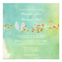 PixDezines Original Love Birds on watercolor Custom Invitation