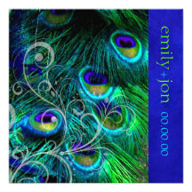 PixDezines Peacock Feather/cobalt+swirl Custom Invite