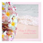 PixDezines pink plumeria/beach/diy background Personalised Invitations