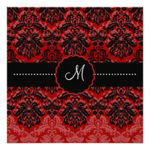 PixDezines Piqué, Damask/Black+DIY Red Velvet Personalized Invitation