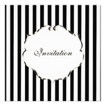 PixDezines Plain stripes black + white/zebra frame Custom Invitations
