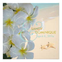PixDezines Plumeria Lei /beach/starfish tropical Invitations