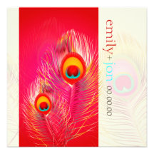 PixDezines Pzazz Peacock Feather Custom Invitations