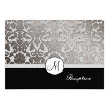 PixDezines reception platinum flora damask Personalised Invitations