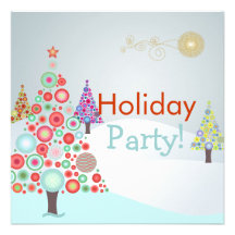 PixDezines Retro Christmas Ornaments Tree Personalised Invite
