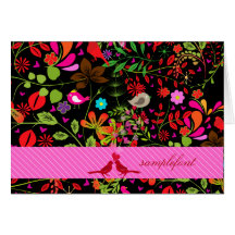 PixDezines retro tree/DIY background +trim colours Greeting Card
