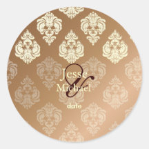 PixDezines Rossellini Damask Round Sticker