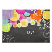 PixDezines rsvp fiesta lanterns+chalkboard Custom Announcements