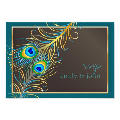 PixDezines rsvp Pzazz Peacock Feather Personalized Announcements