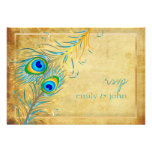 PixDezines rsvp Vintage+Pzazz Peacock Feather Personalised Invitation