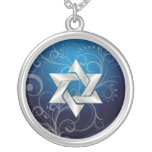 PixDezines Star of David+Teal Blue+Swirls Necklaces