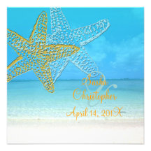 PixDezines Starfish+Beach Wedding Invitations