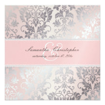 PixDezines Tanza Rose+Silver/Pink+Grey Invitations