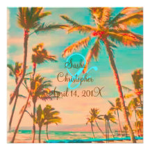 PixDezines Vintage Beach, tropical paradise Invite