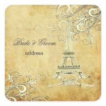 PixDezines Vintage La Tour Eiffel+Swirls Round Sticker