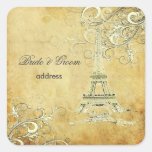 PixDezines Vintage La Tour Eiffel+Swirls Square Sticker